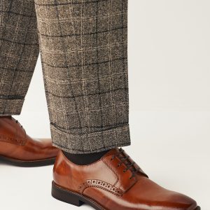 VER245 Tan Brown Wide Fit Leather Contrast Sole Derby Shoes