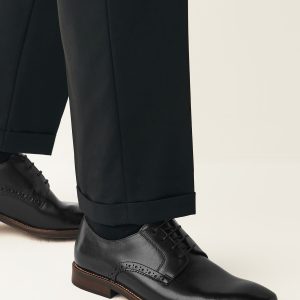 VER256 Black Wide Fit Leather Contrast Sole Derby Shoes