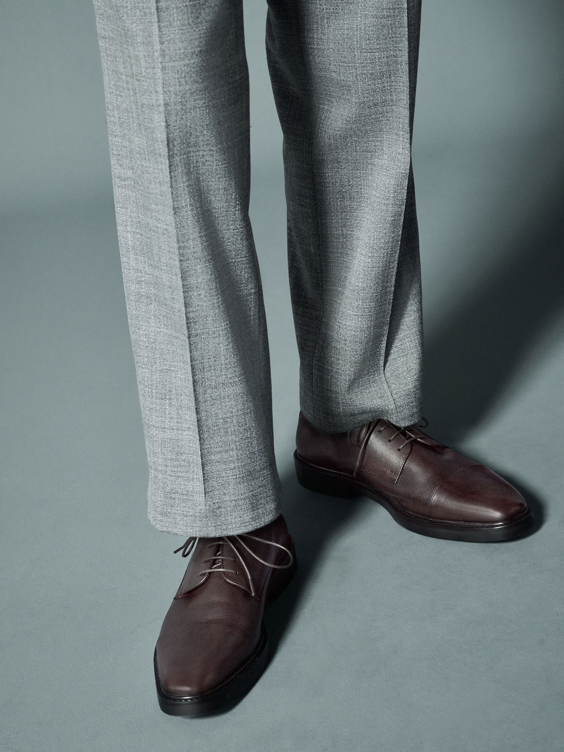VER253 Brown Leather Toe Cap Shoes - Image 2