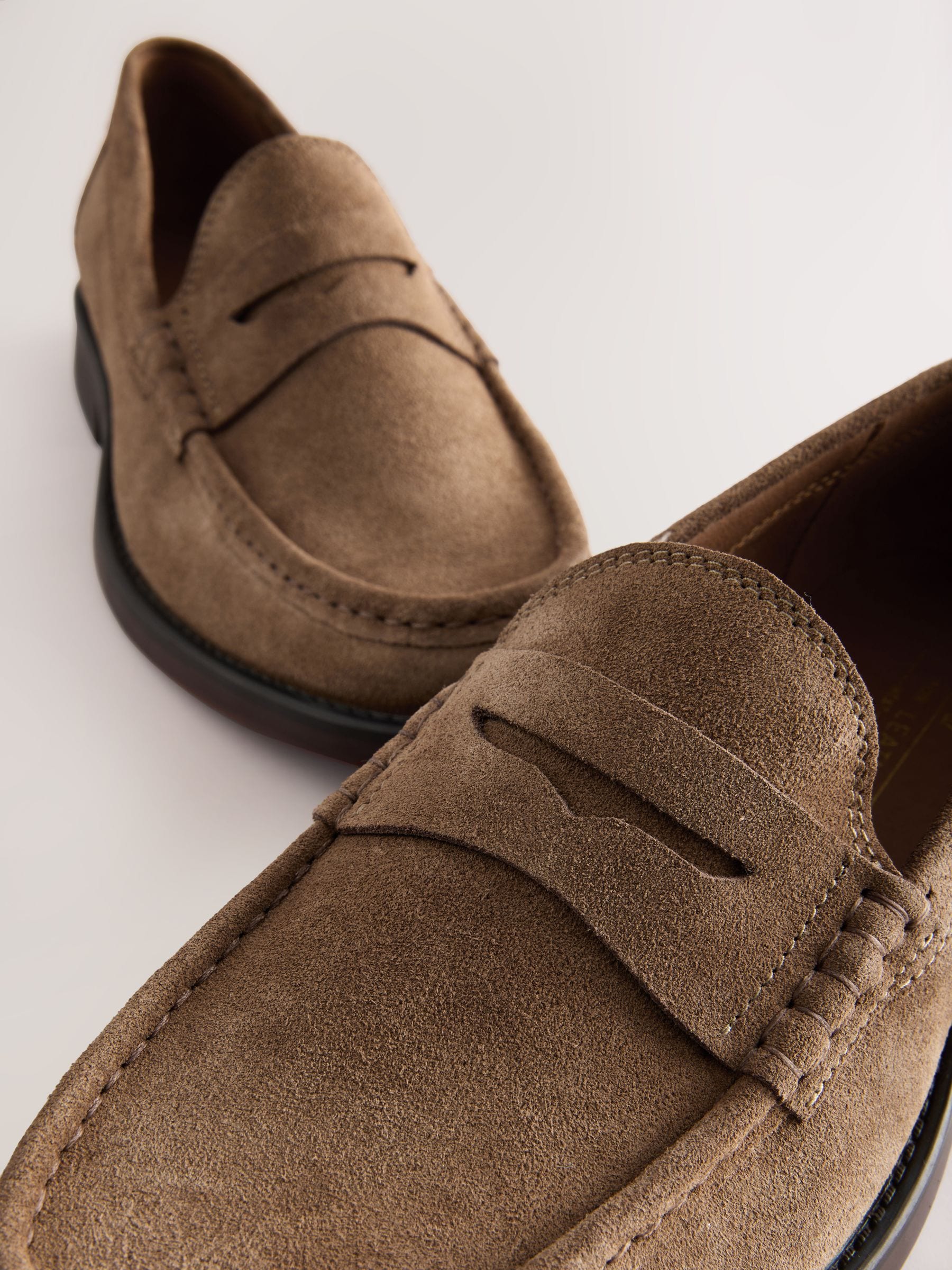 VER248 Wide Fit Suede Penny Loafers - Image 3