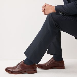 VER241 Brown Contrast Sole Leather Oxford Toecap Shoes
