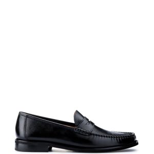 VER255 Bootmaker Black Quennell Leather Penny Loafers