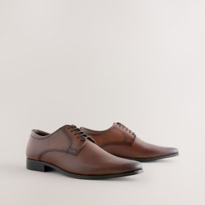 VER240 Tan Brown Embossed Derby Shoes