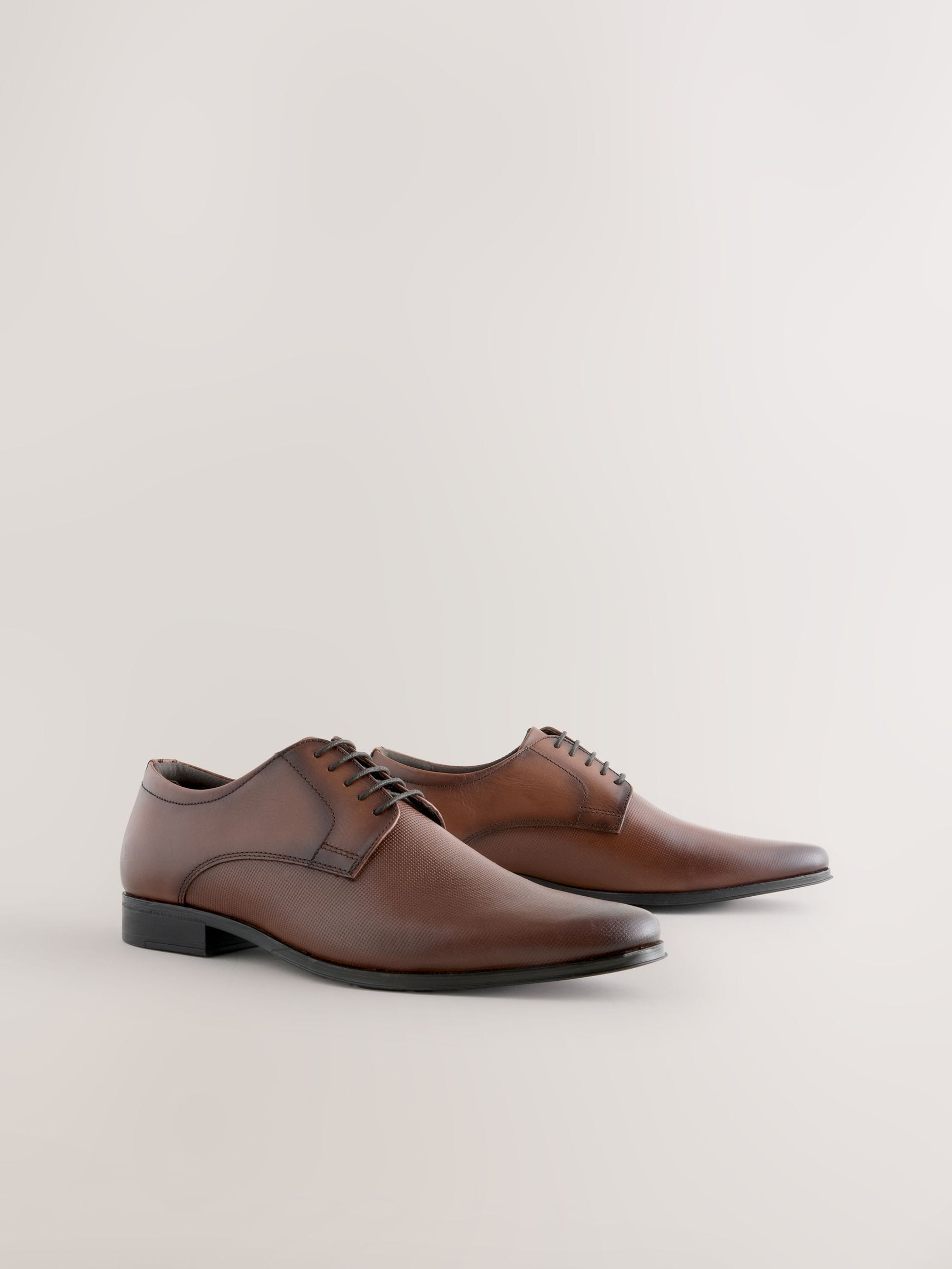 VER240 Tan Brown Embossed Derby Shoes