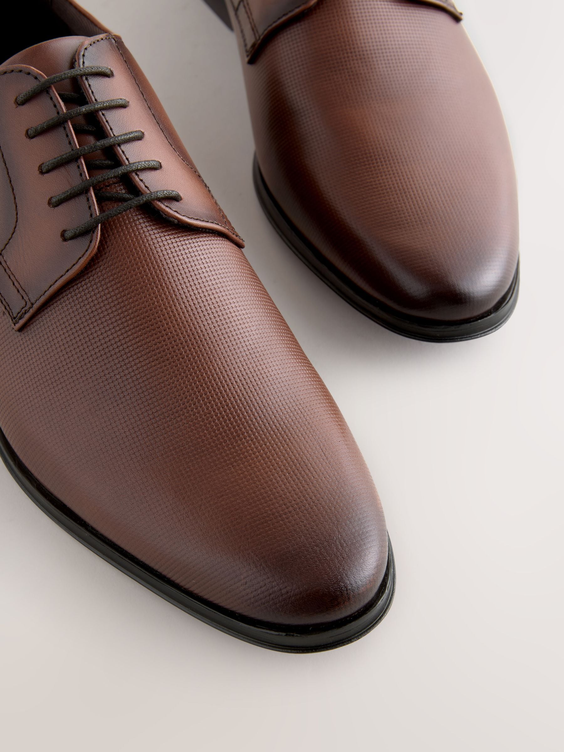 VER240 Tan Brown Embossed Derby Shoes - Image 4