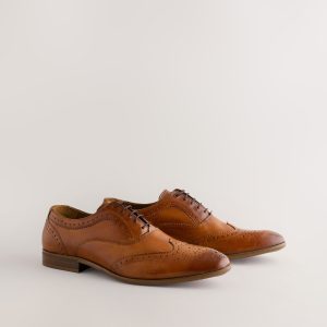 VER239 Tan Brown Oxford Wing Cap Brogue Shoes