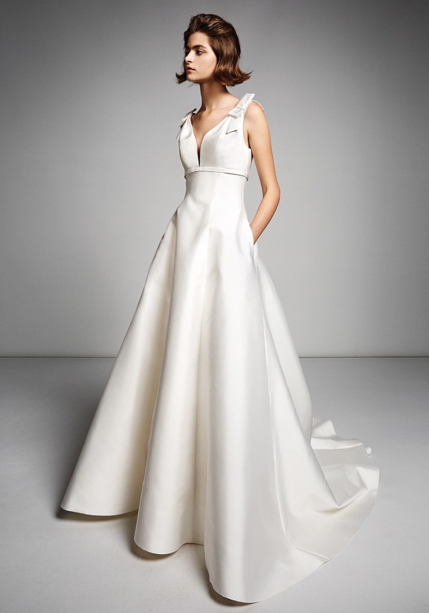 VER229 Mikado Wedding Dress with Small Bows