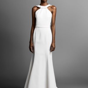 VER226 Graphic Bow Back Wedding Dress