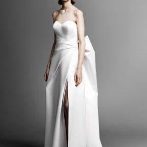 VER224 Big Bow Back Satin Wedding Dress
