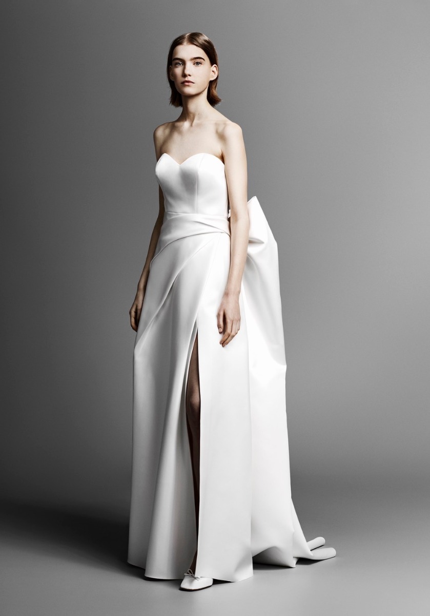 VER224 Big Bow Back Satin Wedding Dress